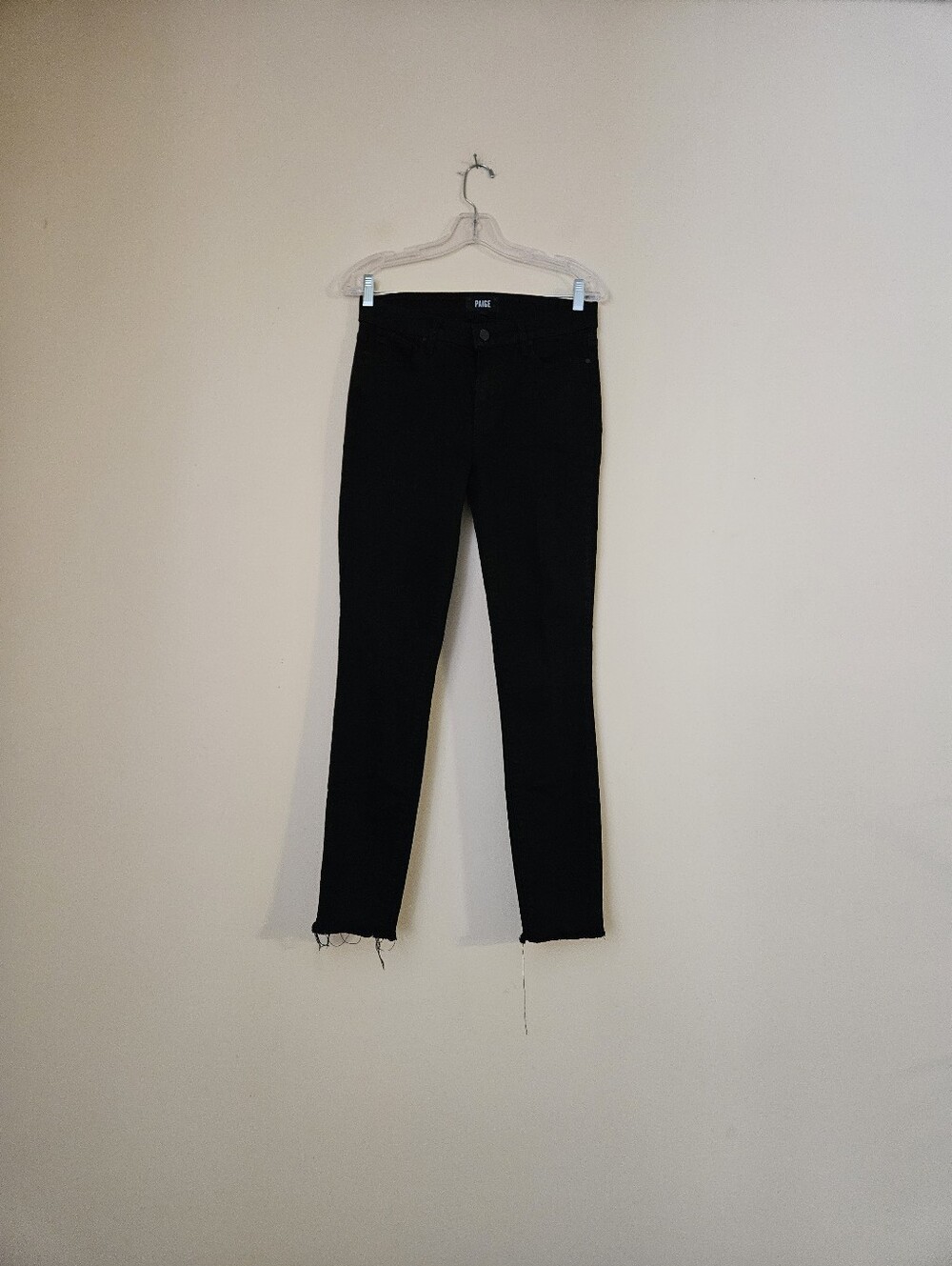 PAIGE Women's Black Skinny Jeans with Raw Hem, Size 28